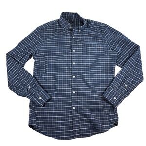 J.Crew Mens Medium Navy Flex Oxford Shirt‎ Plaid Button Up Long Sleeve Blue